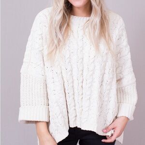 POL White Cable Knit Chunky Sweater